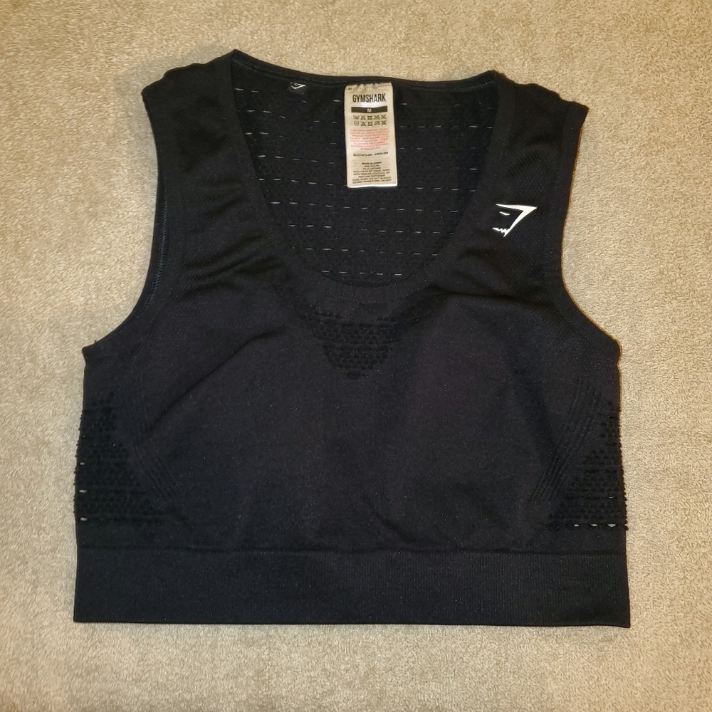 Gymshark Energy Black Seamless Crop Top Sz Medium